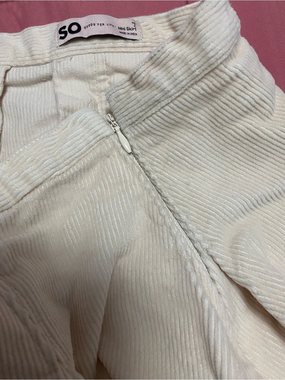 SO Cream Corduroy Pleated Skater Skirt